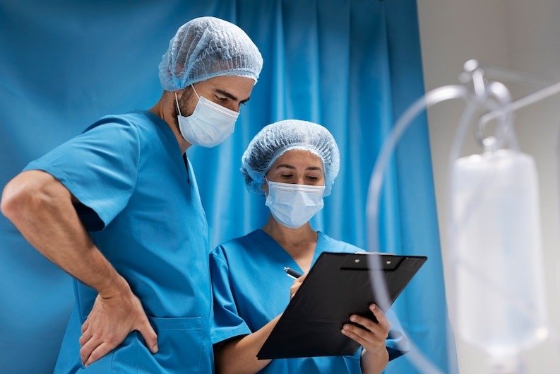 nurse and doctor discuss reports